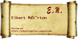 Elbert Márton névjegykártya